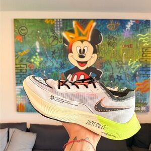 Never worn Nike VaporFly 2 White and Black Sneakers with Neon Accents